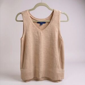 Apt 9 Womens Medium‎ Sweater Tank Top Sleeveless Knit V Neck Casual Beige